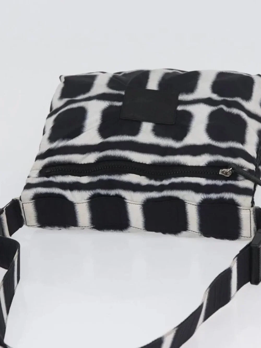 CHANEL Shoulder Bag Nylon Black White Silver CC Auth BA11713A